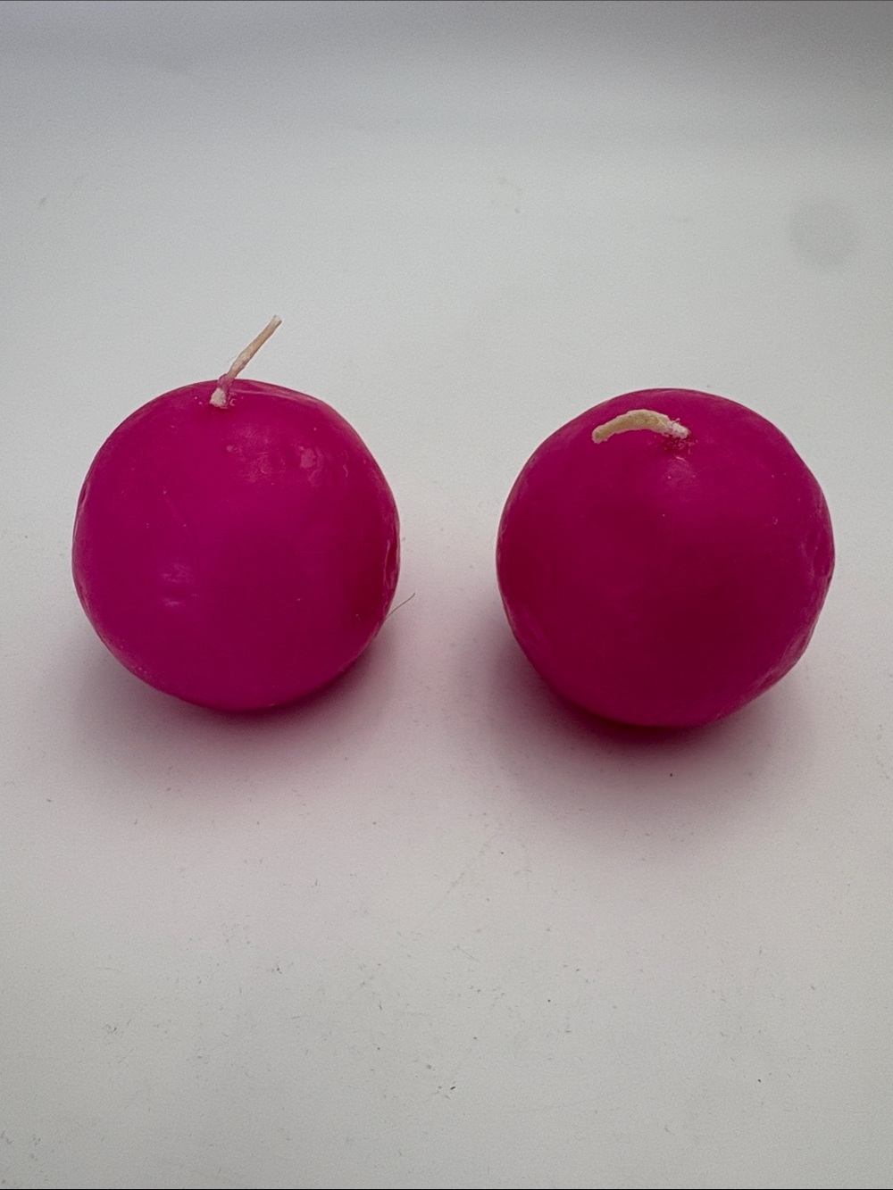 Hot Pink Large Spherical Decorative Candle - Pair of 2 - Made in Germany